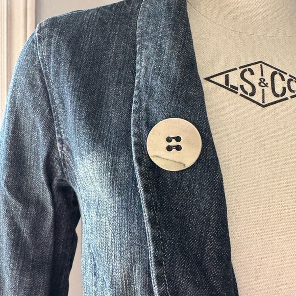 Triple Five Soul Denim Jacket with Pink Accents Ptp 16” length 18” - Picture 6 of 10